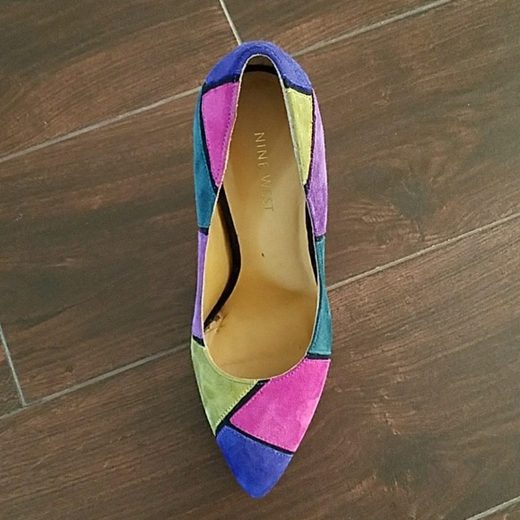 Multi-Colored Suede Nine West Heels - Picture 2 of 7
